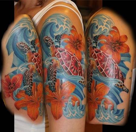 Tattoos - Turtle and waves - 70885